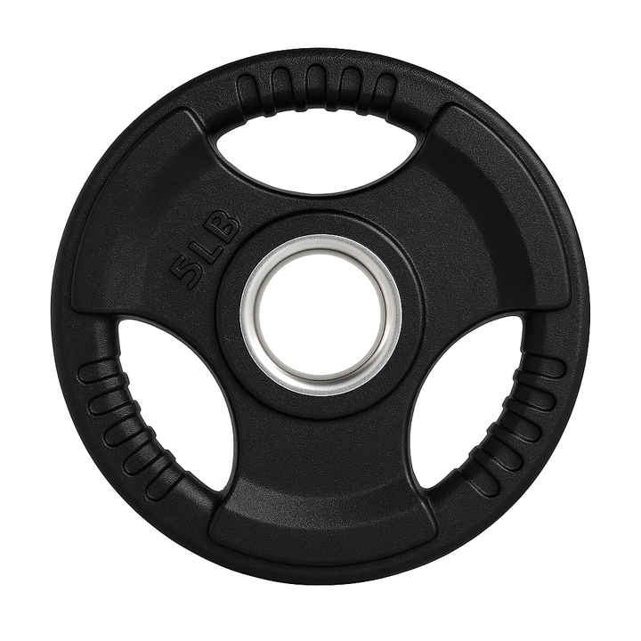 5lb X-RIVAL Rubber Grip Olympic Plate designed for secure lifting and enhanced grip during workouts.