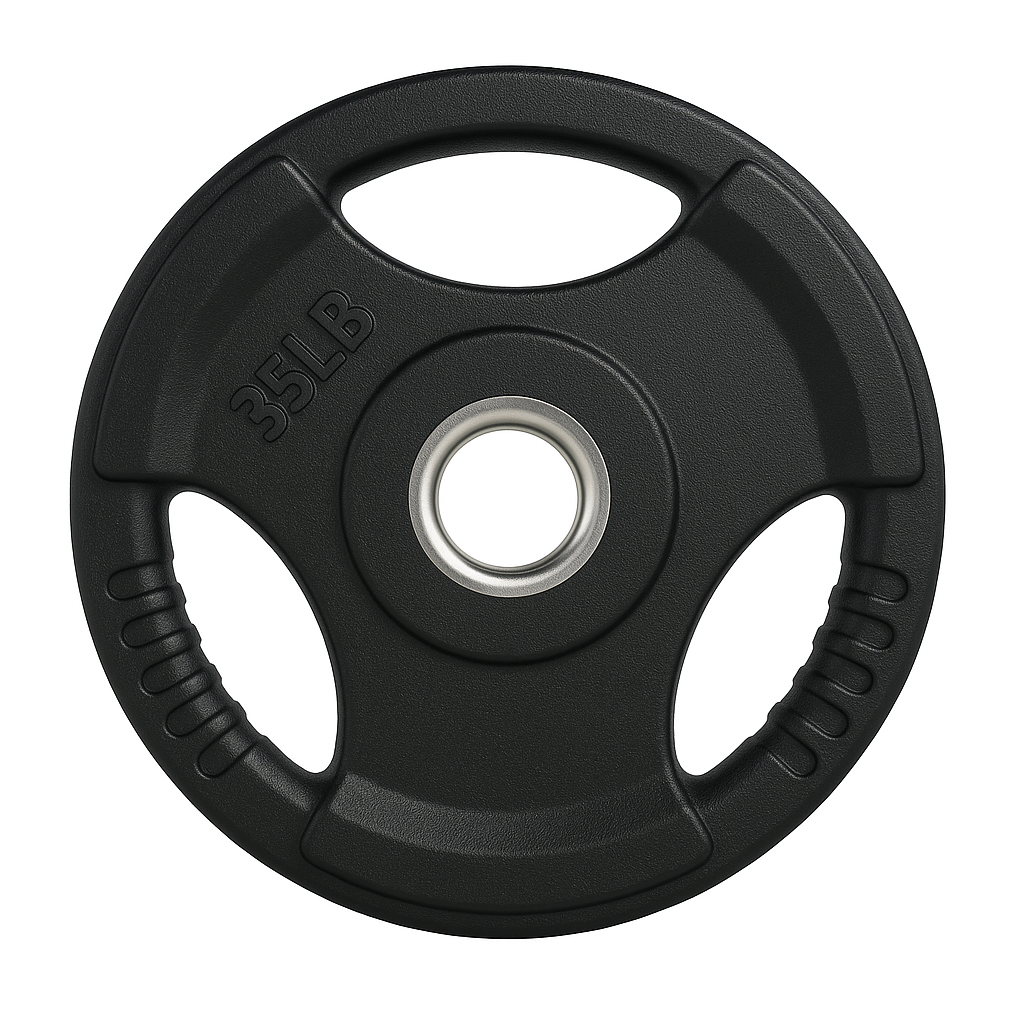 35LB X-RIVAL Rubber Grip Olympic Plate for weightlifting, secure grip design for enhanced performance in gym workouts.