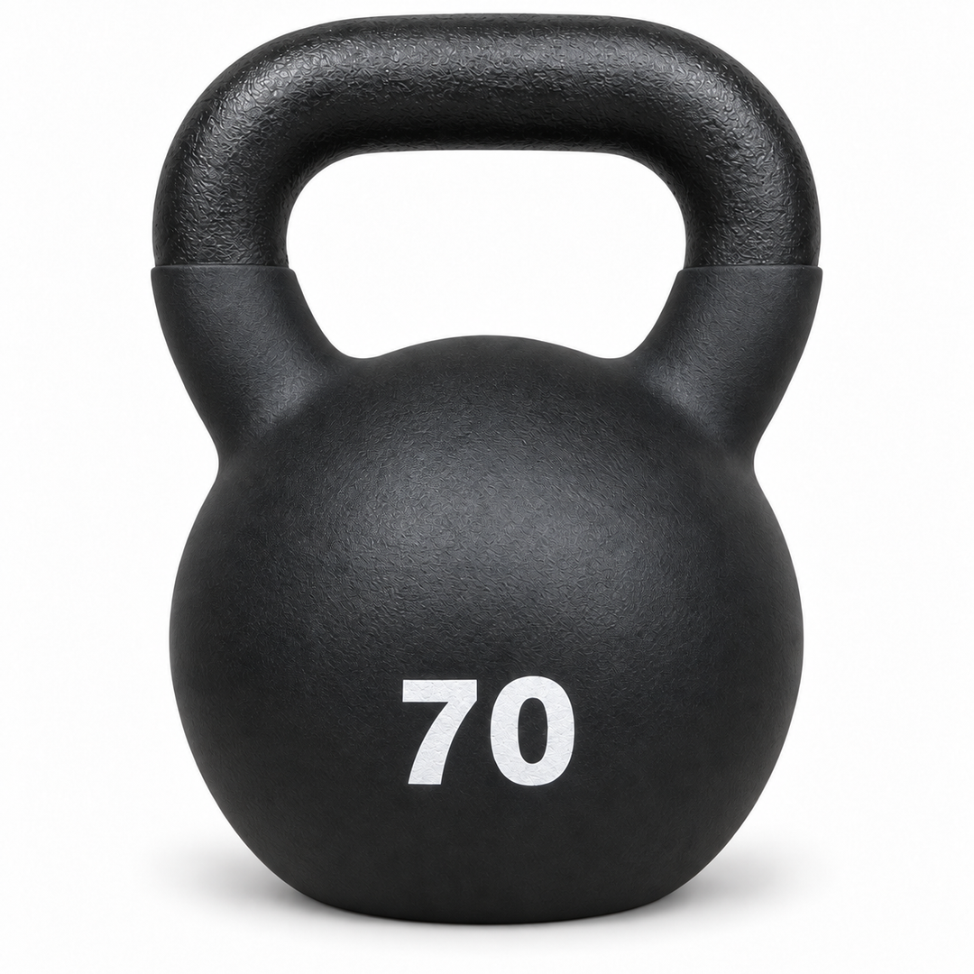 X-Prime Fitness cast iron kettlebell - 70 lb front view