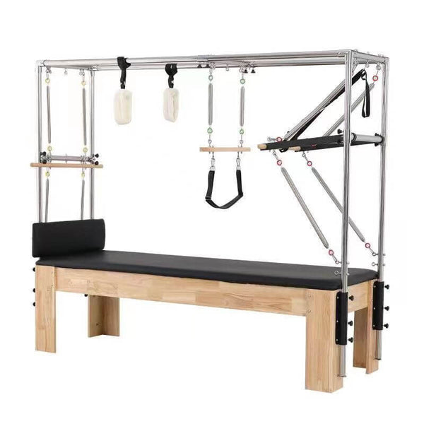 Pilates Cadillac XRPC1000 with adjustable springs for versatile workouts, enhancing strength and flexibility, ideal for home gym.
